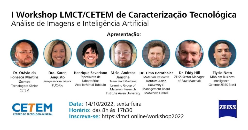 I Workshop LMCT/CETEM de Caracterização Tecnológica
Análise de Imagens e Inteligência Artificial